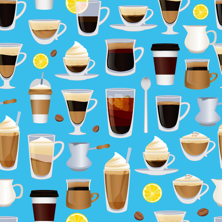 Vector cups filled with coffee pattern or backgroundのイラスト素材