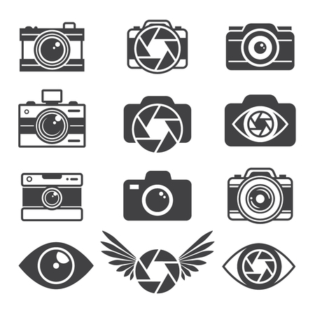 Monochrome pictures of symbols for photographers and photo studiosのイラスト素材