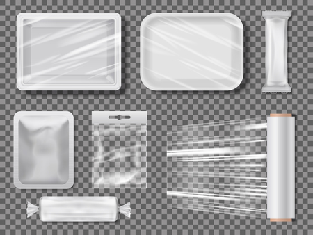 Transparent food packages from polythene illustration.のイラスト素材