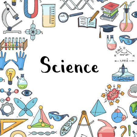 Vector sketched science or chemistry elementsのイラスト素材