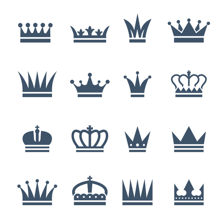 Set of monochrome crowns. Illustrations for luxury badges