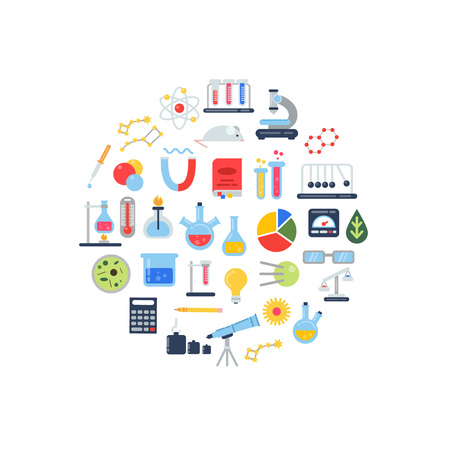 Vector flat style science elements circle illustrationのイラスト素材
