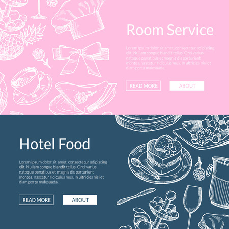 Vector web banner templates restaurant or room serviceのイラスト素材