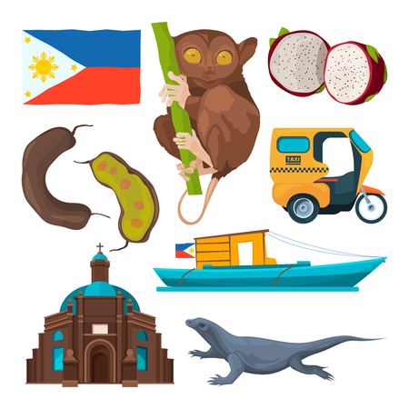 Landmarks and traditional symbols of philippinesのイラスト素材