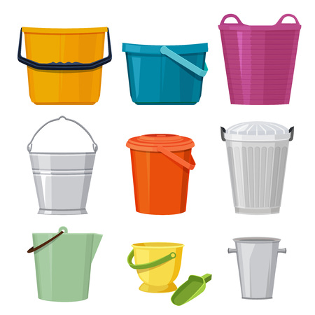Different buckets. Vector set isolateのイラスト素材