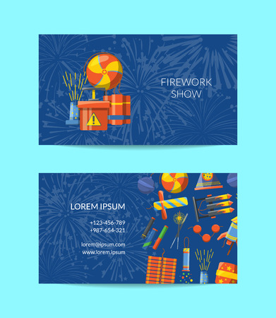 Vector cartoon pyrotechnics business card template for entertainment illustrationのイラスト素材