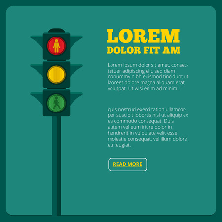 Background illustrations of traffic light and place for your text. Transportation light traffic, stoplight and semaphore banner vectorのイラスト素材