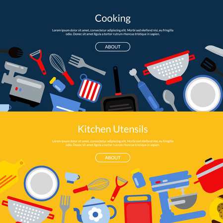 Vector flat style kitchen utensils illustrationのイラスト素材