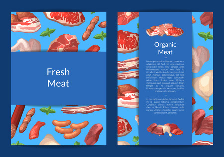 Vector cartoon meat elements card, flyer or brochureのイラスト素材