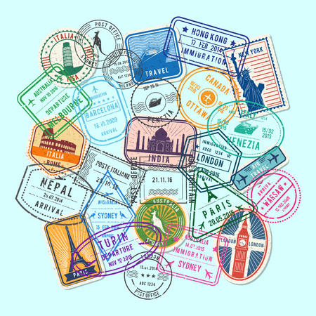 Vector world post stamp marksのイラスト素材
