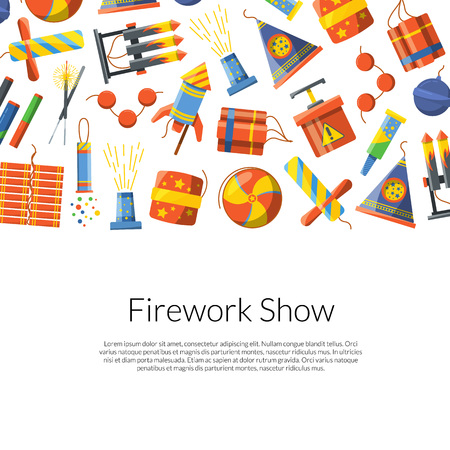 Vector cartoon pyrotechnics background illustrationのイラスト素材