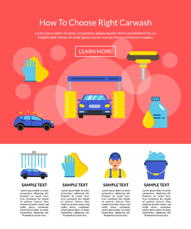Vector page illustration with car wash flat iconsのイラスト素材