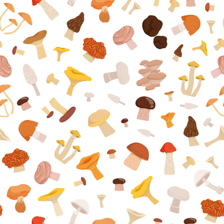 Vector pattern or background illustration with cartoon mushroomsのイラスト素材