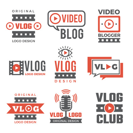 Set of logotypes for video bloggersのイラスト素材