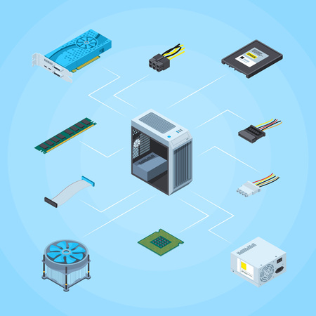 Vector isometric electronic devices infographic illustrationのイラスト素材