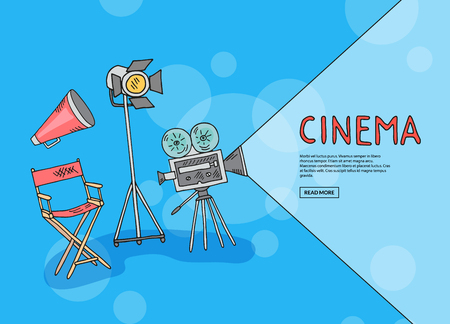 Vector cinema doodle icons backgroundの写真素材