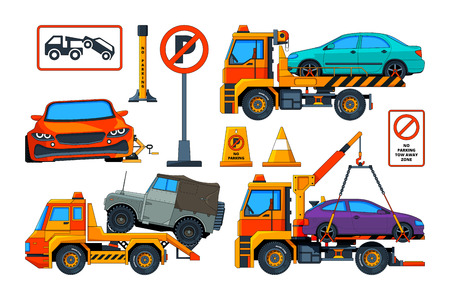 Cartoon pictures of evacuator carsのイラスト素材