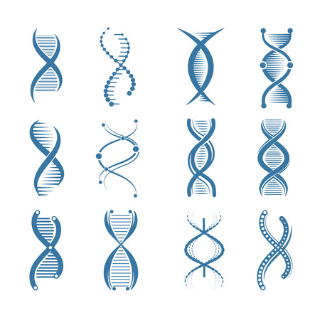 DNA icons. Genetic biology human structure medical scientific representatives vector symbols isolated. Structure scientific dna, health genetic genome. Vector illustrationのイラスト素材