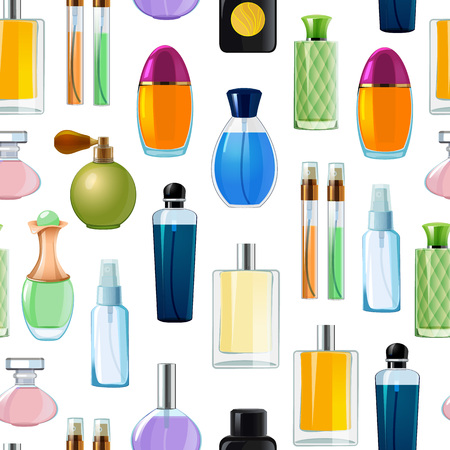 Vector perfume bottles pattern or background illustration. Perfume bottle glamour, fashion fragranceのイラスト素材