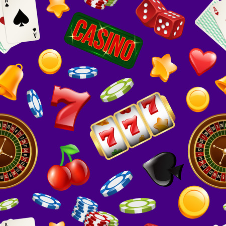 Vector realistic casino gamble pattern or background illustration. Gamble luck and casino pattern, chance and fortuneのイラスト素材