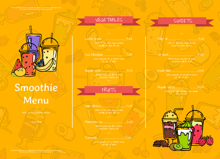 Vector banner doodle drink smoothie cafe or restaurant menu template illustrationのイラスト素材