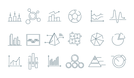 Business graph icon. Trending charts simple linear diagram arrows vector symbols. Chart and diagram graph, business line trend illustrationのイラスト素材