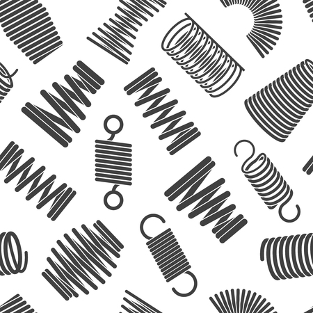 Flexible spiral pattern. Metal elastic twisted and compacted forms bended wire coils vector seamless pattern for textile designs. Illustration of flexible coil, twist compress compactedのイラスト素材