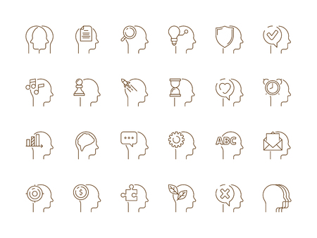 Idea in head icon. Mind creative thinking inspire and learning mindfulness vector symbols isolated. Illustration of idea inspiration in head human, invention mindのイラスト素材