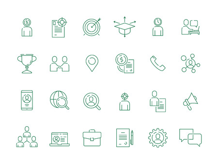 Job hunting. Professional workers top super manager personal employment vector thin icon collection. Illustration of hunting and recruitment candidate, hr organization icon setのイラスト素材