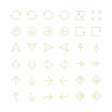 Thin arrows. Infographic thin elements template navigation arrows vector icons. Illustration of arrow pointer curve and roundのイラスト素材