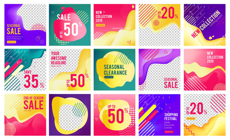 Offers banners. Editable simple business promo media layout vector banners template. Illustration of advertising sale offer, post for shopping adのイラスト素材