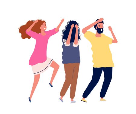 Scared people. Man woman scream with fear. Isolated frightened persons vector illustration. Fear frightened, young stress expressionのイラスト素材