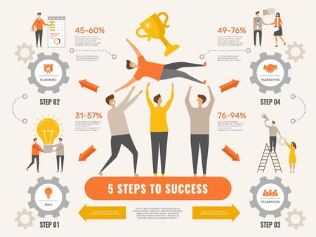 Business strategy. Infographic of 3 or 5 steps to finance success financial strategy vector business stages info concept. Success business steps strategy, finance marketing infographic illustrationのイラスト素材