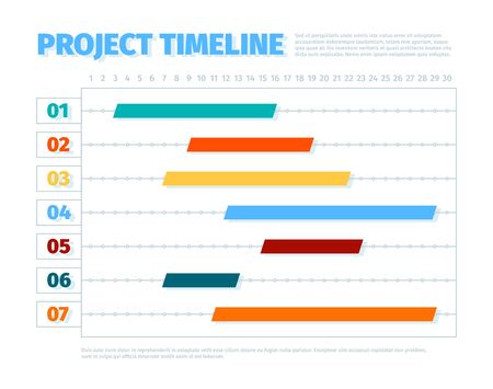 Project schedule. Agenda dates ui interface for project management timeline history business vector template. Presentation schedule agenda workflow, timeline graphic process illustrationのイラスト素材