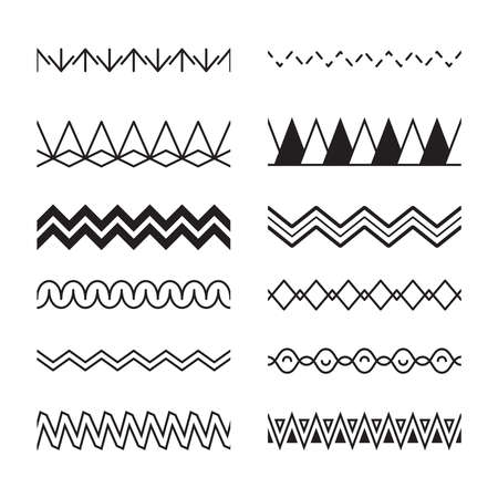 Zigzag seamless. Waves geometric shapes abstract linear water vector patterns. Zig zag geometric billowy, wavy backdrop endlessのイラスト素材