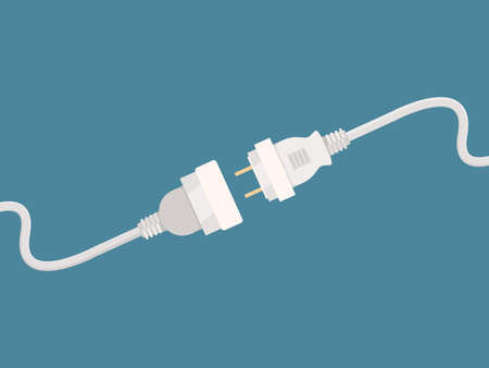 Electric disconnect plug. Unplug power connection cord error concept picture vector. Plug disconnect electricity, cable no connection, unplugged power illustrationのイラスト素材