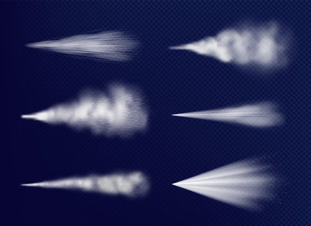 Transparent vapor. Chemical beauty water spray cosmetics decent vector set. Illustration spray and splash, explosion effect waterのイラスト素材
