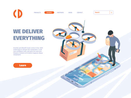 Express delivery. Postman service character on car or motorcycle with box logistic garish vector...