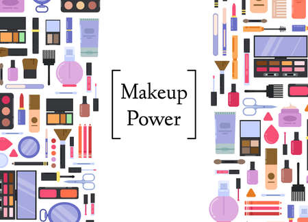Vector flat style makeup and skincare backgroundのイラスト素材