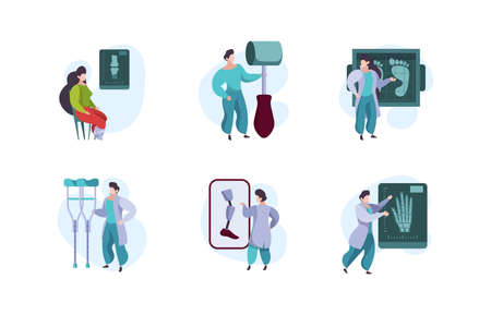 Orthopedics concept. Human arms xray diagnose doctor and patients healthcare templates garish vector bones illustrations isolated. Illustration injury diagnose, orthopedic care x-rayのイラスト素材