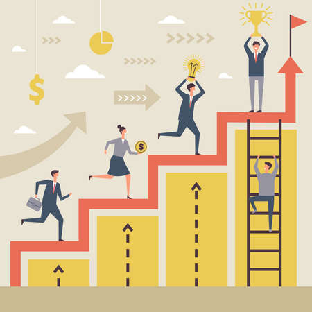 Business concept of winners. Success peoples running to their big goalのイラスト素材
