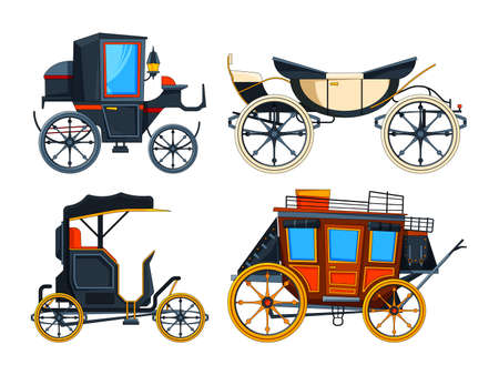 Retro transport carriage. Vector pictures of carriagesのイラスト素材