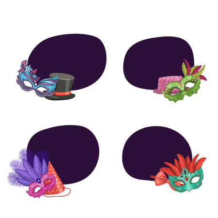 Vector set of stickers masks and partyのイラスト素材
