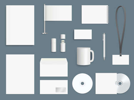 Corporate identity elements. Business stationary mockup collection branding symbols vector design template. Identity branding mockup, stationary office booklet illustrationのイラスト素材