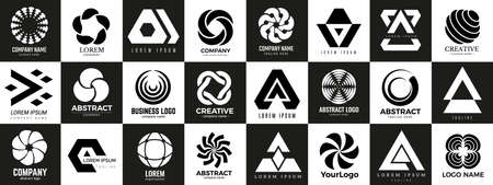 Business logotypes. Diverse modern logo templates collection. Black white company emblems, vector...