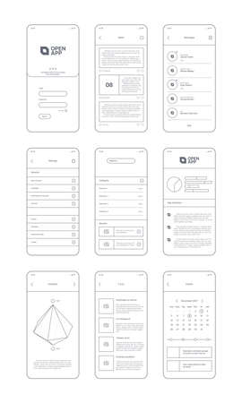 Web ui kit line. Wireframes for clean design projects websites minimalism app templates navigation...