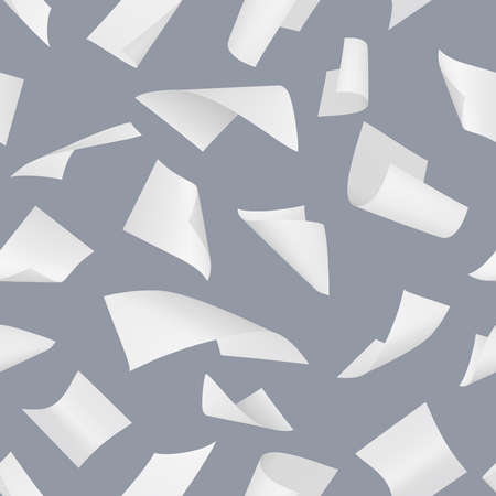 Pattern falling sheets. Empty papers wind symbols blank stack foil decent vector seamless background...