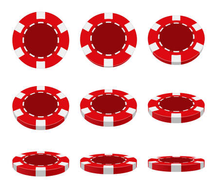 Casino chips. Colored token coins for gaming poker gambling and blackjack decent vector casino realistic itemsのイラスト素材