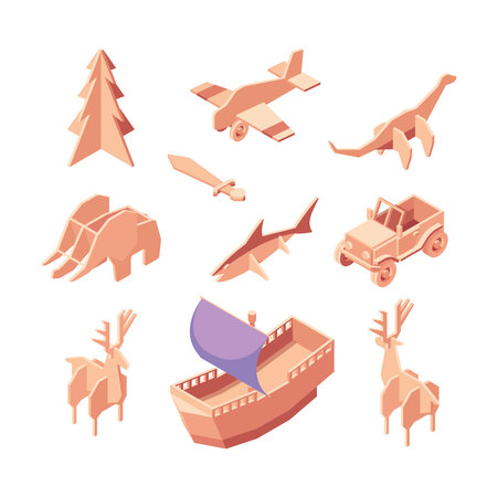 Cardboard boxes. Paper containers for kids pleasure little cardboard house for children garish vector illustrationsのイラスト素材