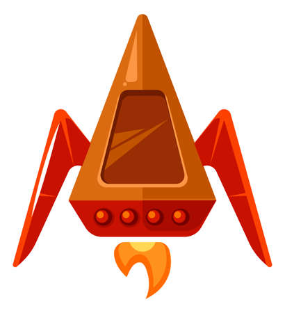 Rocket launch icon. Powerful space shuttle in cartoon styleのイラスト素材